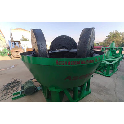 Three Rollers Wet Pan Mill Gold Silver Ore Grinding Machine 1200 Model With 1tph Capacity Final Product Size 0.1-0.178mm
