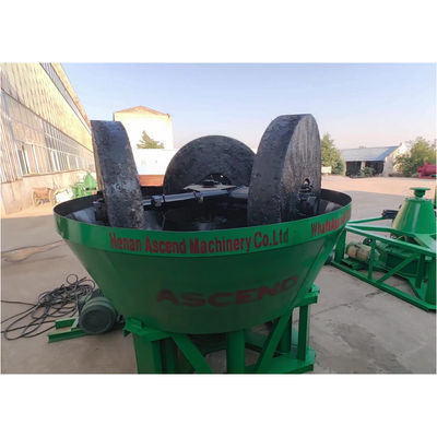 Three Rollers Wet Pan Mill Gold Silver Ore Grinding Machine 1200 Model With 1tph Capacity Final Product Size 0.1-0.178mm