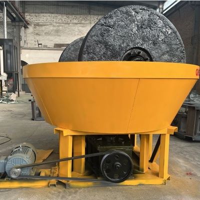 Double Rollers Wet Pan Mill 1100 1200 Model Gold Powder Making Machine With 400 500 Kg Per Hour Output Size 150 Mesh